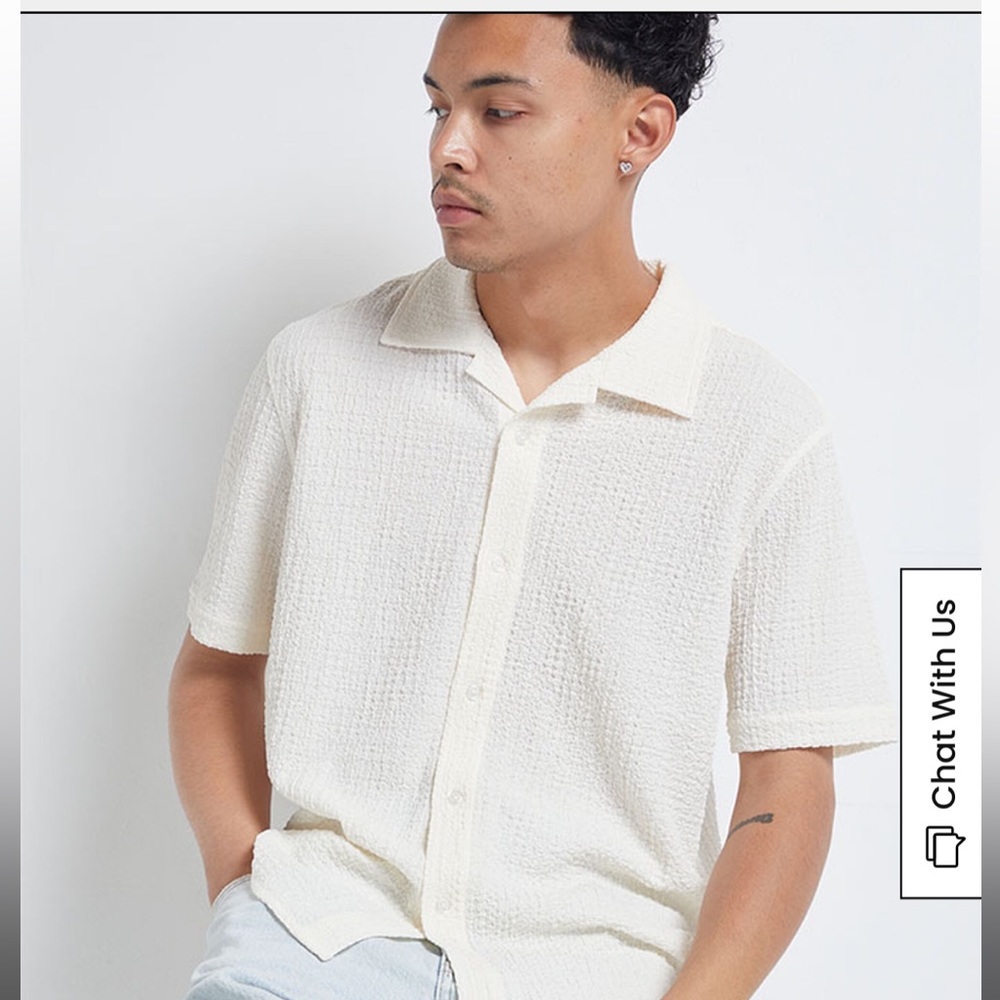 PacSun Pointelle Woven Button Down Shirt
